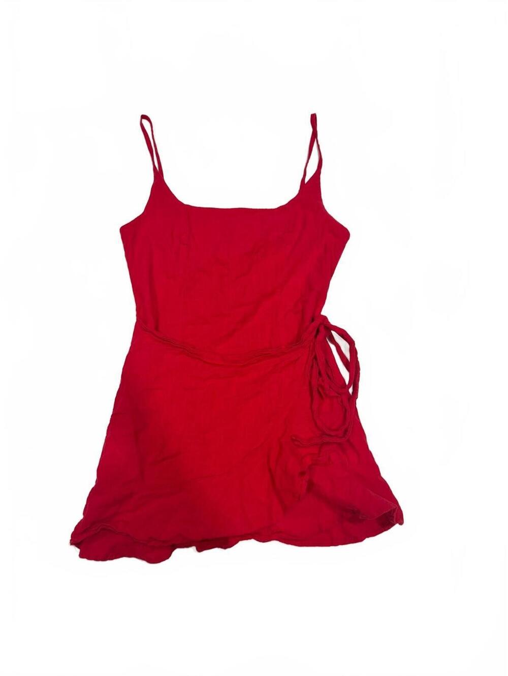 Princess Polly Red Mini Dress Wrap Front Side Tie Cami Sundress Size 6 US - Picture 3 of 9
